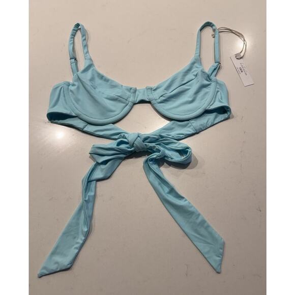 Lalaleo Size Medium Swim Blue Underwire Bow Back Bikini Top Sexy Swim Coastal - Picture 1 of 5